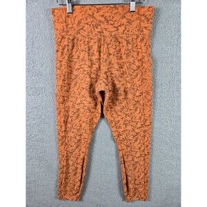 Rei Cooperative Leggings Womens L Orange Floral Tapered Leg Stretch
